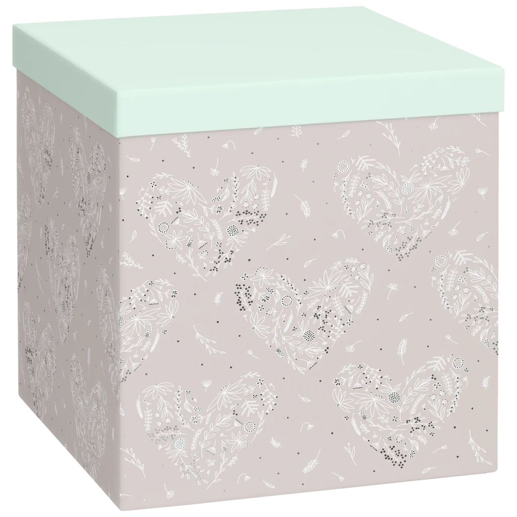 Geschenkbox „Eldana“ | 23×24×23 cm, 120 g/m², pearl/mintgrün