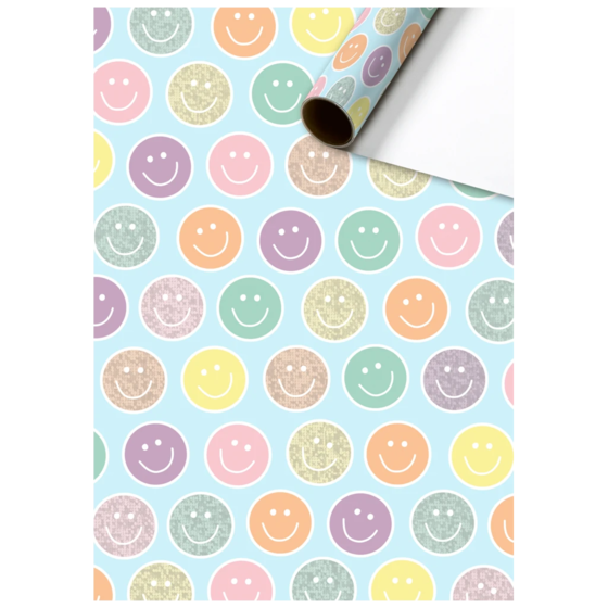 Papier cadeau « Nea » | 70 cm × 1,5 m, 76 g/m², bleu clair/multicolore, pastel