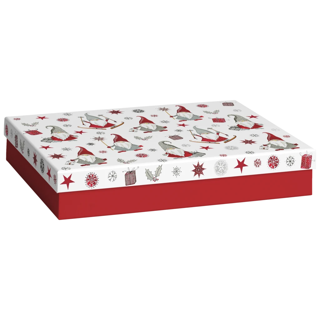 Geschenkbox | 33×6×24 cm, weiß/rot