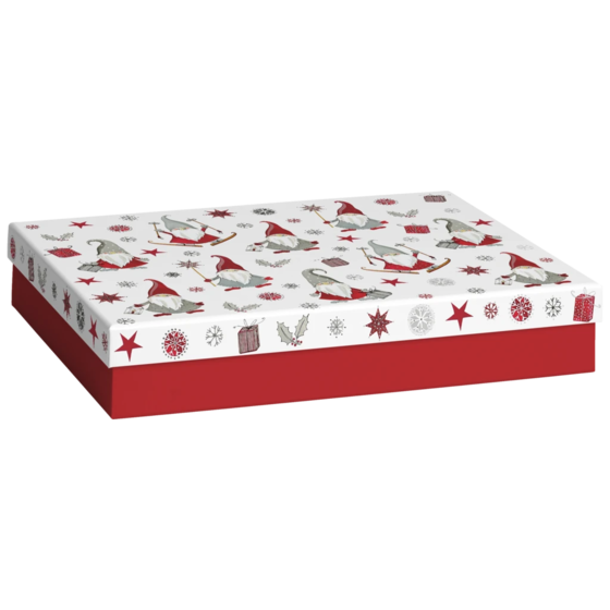 Geschenkbox | 33×6×24 cm, weiß/rot
