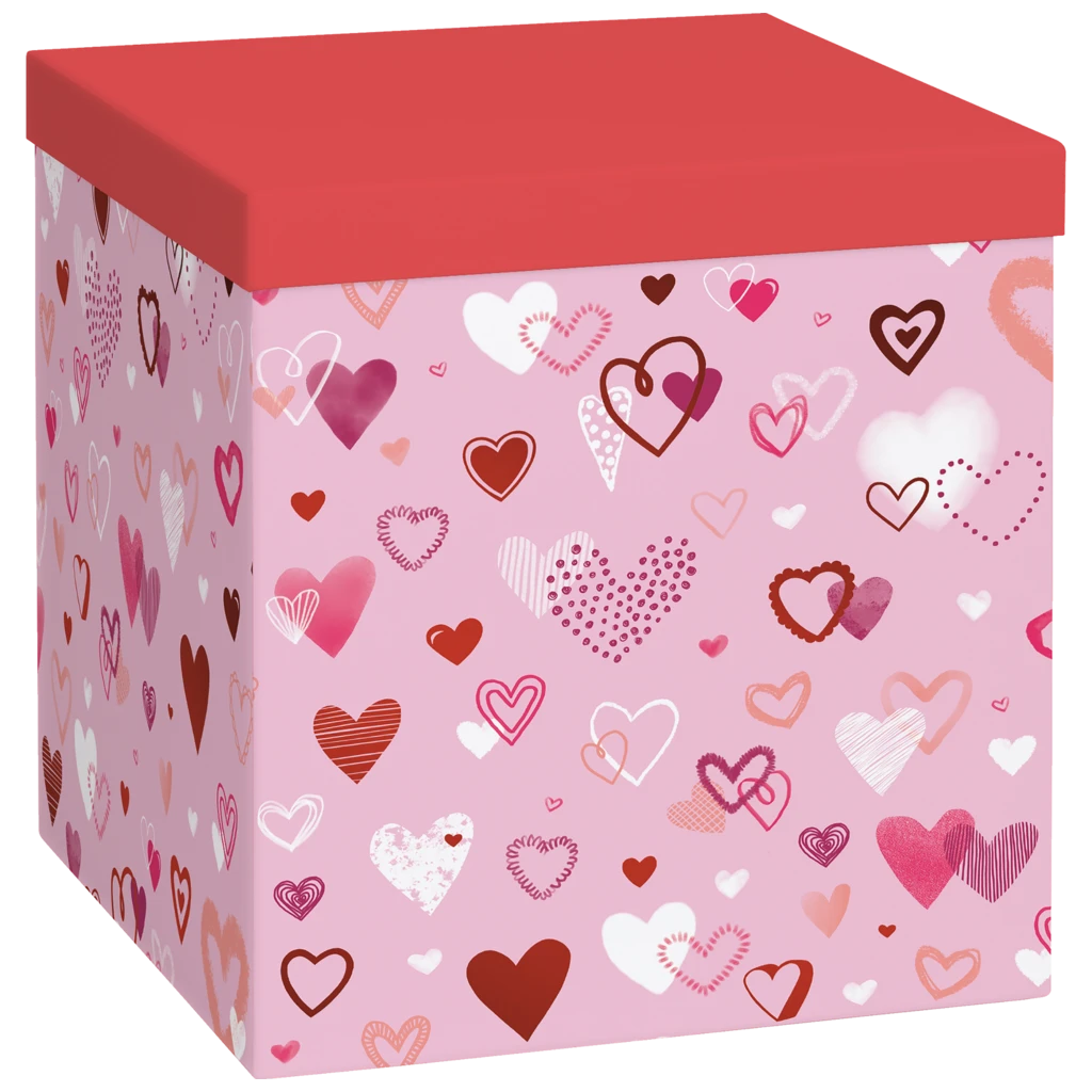 Geschenkbox „Amaia“ | 23×24×23 cm, 120 g/m², rosa/rot
