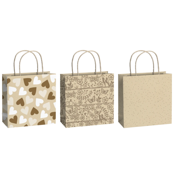 Geschenktaschen-Set „Anouk“ | 20×20×8 cm, 200 g/m², beige