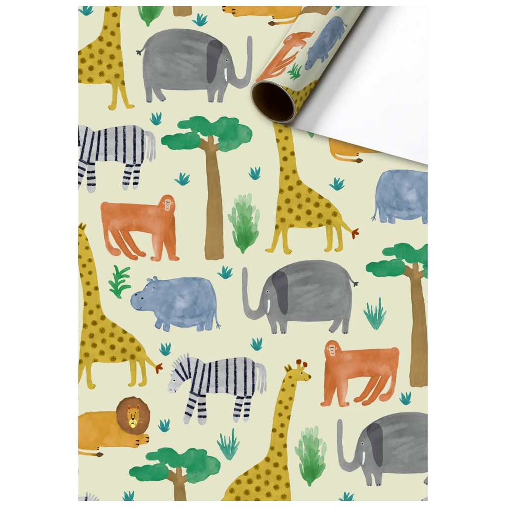 Gift Wrapping Paper “Timba” | 70 cm × 2 m, 80 gsm, beige/multi-coloured