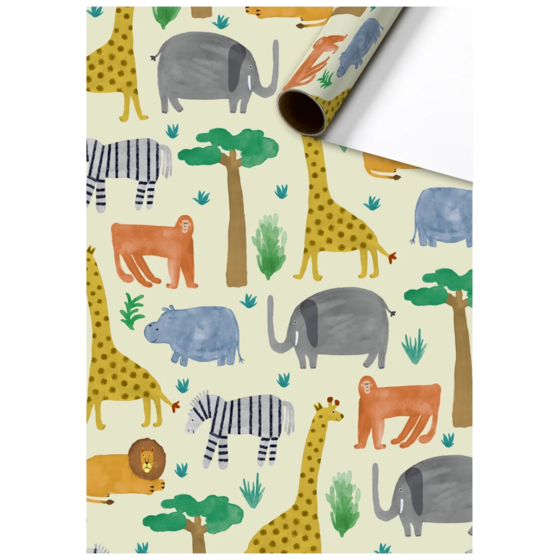 Geschenkpapier „Timba“ | 70 cm × 2 m, 80 g/m², beige/mehrfarbig