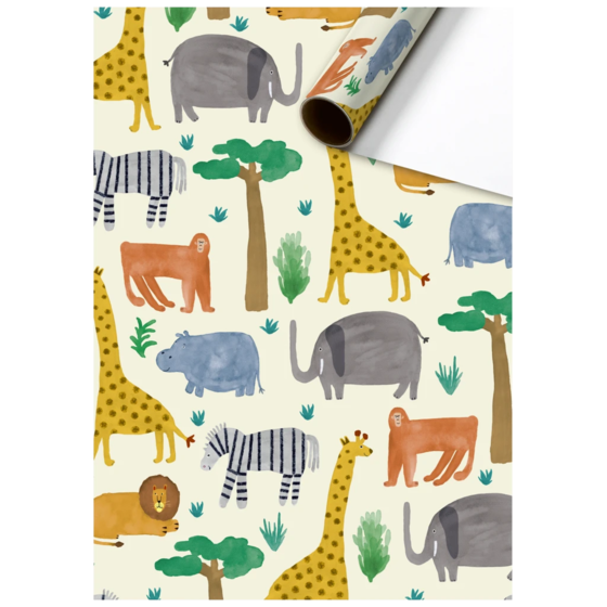 Geschenkpapier „Timba“ | 70 cm × 2 m, 80 g/m², beige/mehrfarbig
