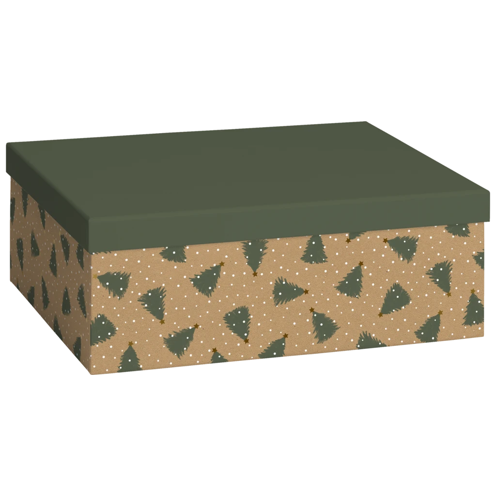Geschenkbox | 24×12×33 cm, 120 g/m², dunkelgrün/braun
