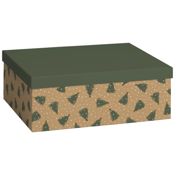 Boîte cadeau | 24×12×33 cm, 120 g/m², vert foncé/marron