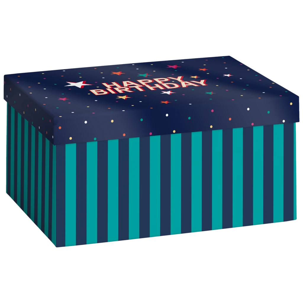 Geschenkbox „Starlett“ | 16,5×12×24 cm, 120 g/m², dunkelblau/türkis