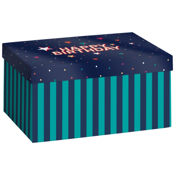 Geschenkbox „Starlett“ | 16,5×12×24 cm, 120 g/m², dunkelblau/türkis