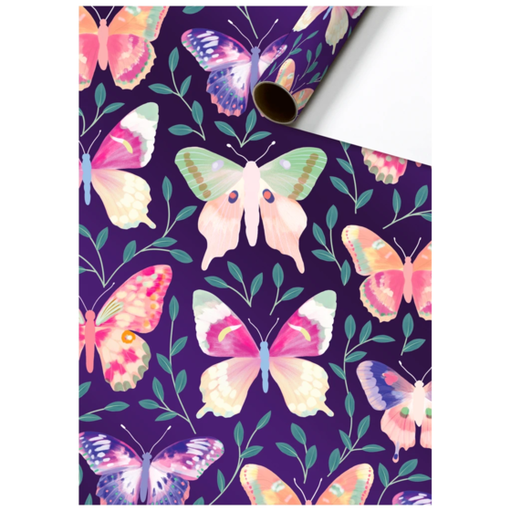 Gift Wrapping Paper “Louka” | 70 cm × 1,5 m, 76 gsm, dark violet/variegated