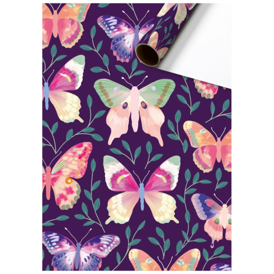 Geschenkpapier „Louka“ | 70 cm × 1,5 m, 76 g/m², dunkelviolett/bunt