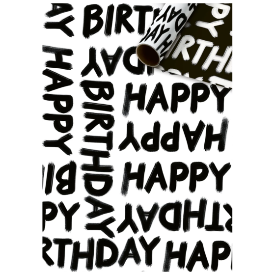 Gift Wrapping Paper “Forby” | 70 cm × 2 m, 80 gsm, white/black