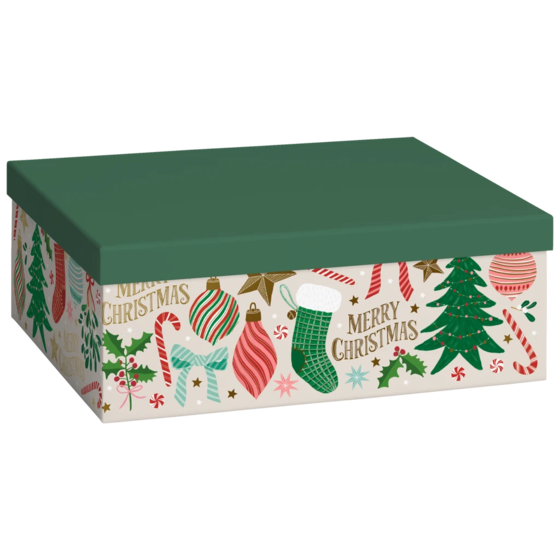 Boîte cadeau « Charlize » | 24×12×33 cm, 120 g/m², beige/vert foncé