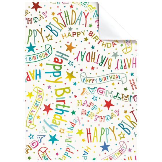 Gift Wrapping Paper Sheet “Alexandra” | 100×70 cm, 76 gsm, white/multi-coloured