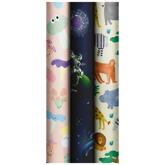 Geschenkpapier „Kids Power“ | 70 cm × 2 m, 80 g/m², sortiert