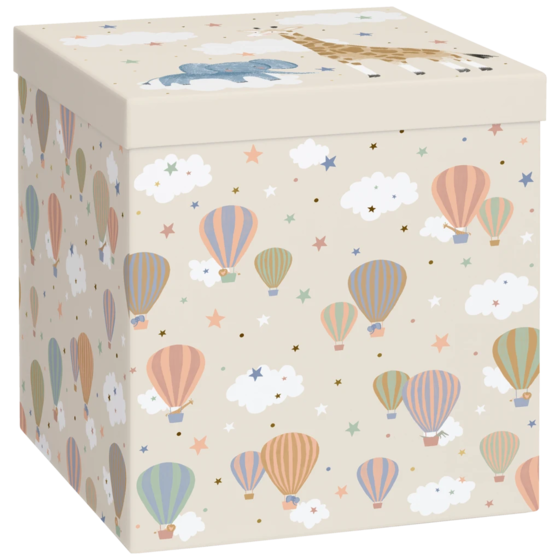 Geschenkbox „Mimmo“ | 23×24×23 cm, weiß/beige
