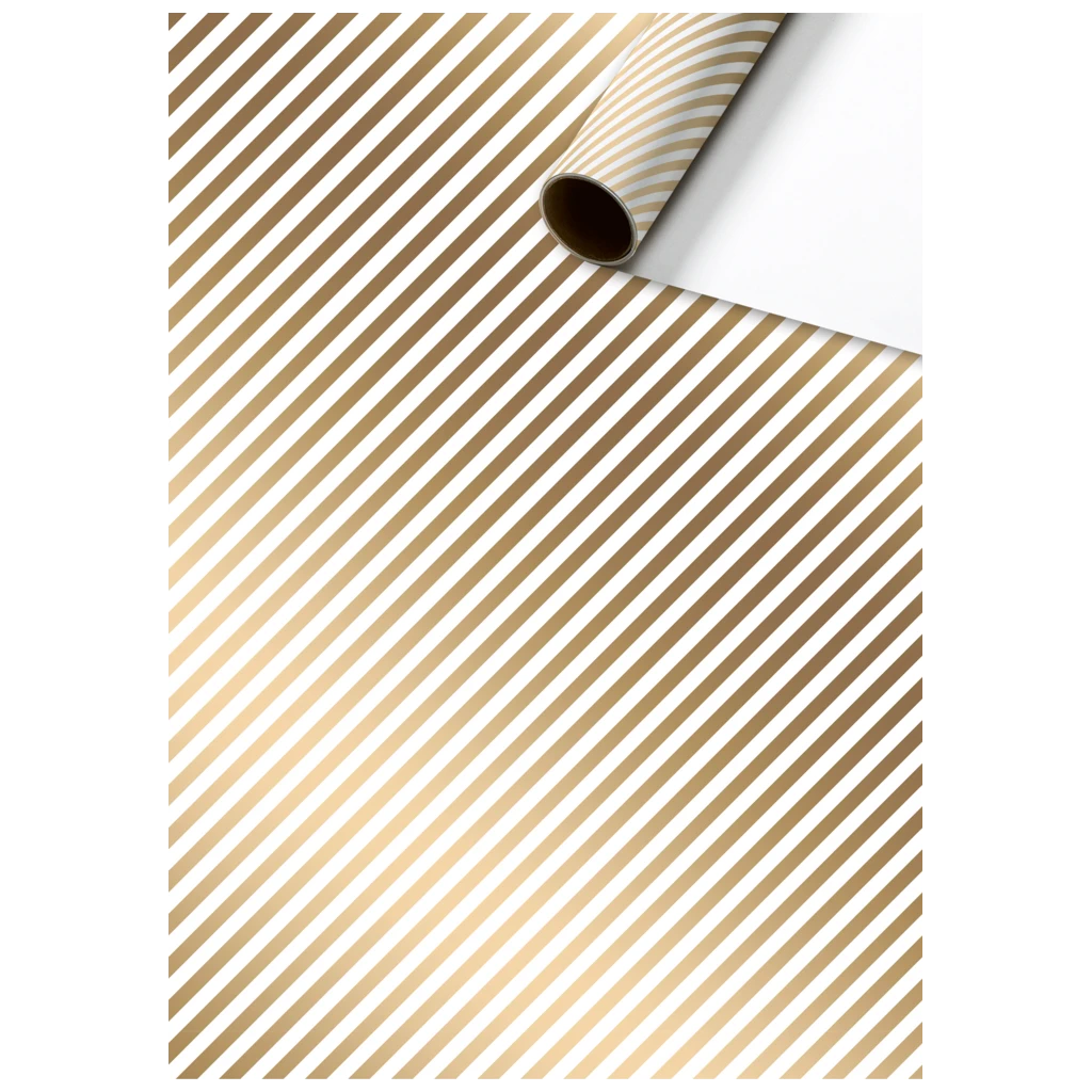Gift Wrapping Paper “Stribe” | 70 cm × 2 m, 80 gsm, white/gold