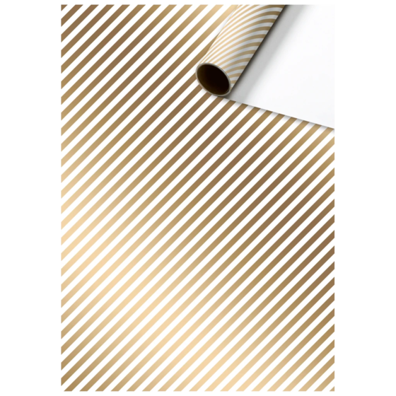 Gift Wrapping Paper “Stribe” | 70 cm × 2 m, 80 gsm, white/gold