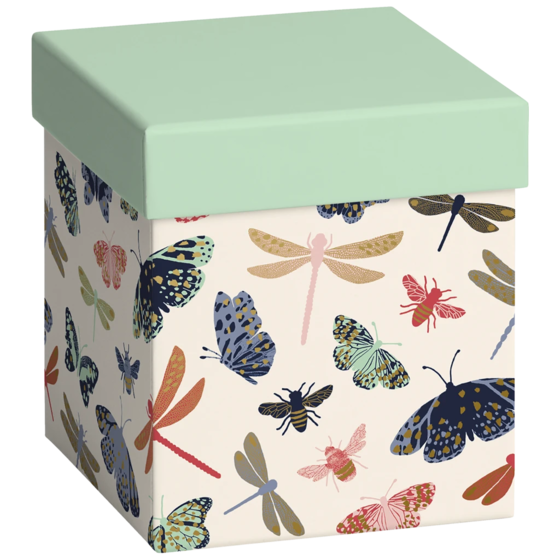 Geschenkbox „Jelva“ | 11×12×11 cm, hellbeige/mint