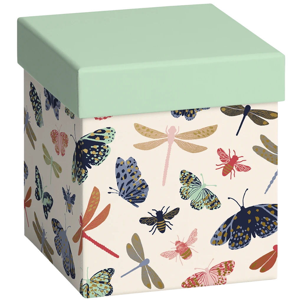 Geschenkbox „Jelva“ | 11×12×11 cm, hellbeige/mint