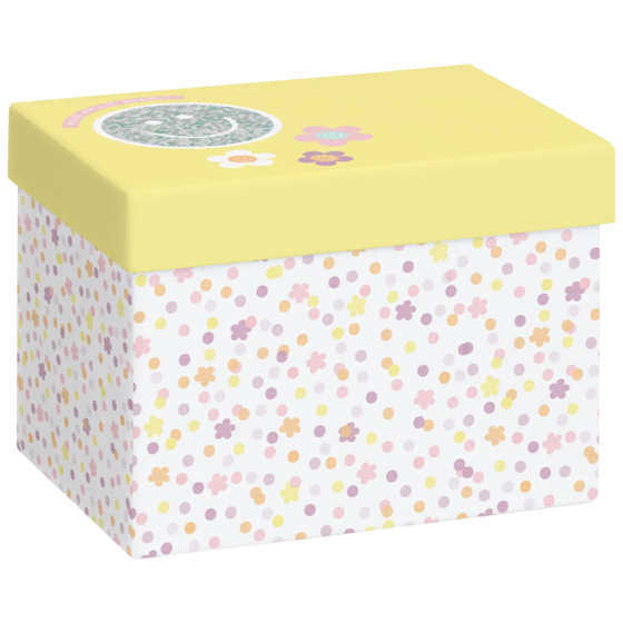 Geschenkbox „Nea“ | 12×12×16,5 cm, weiß/gelb
