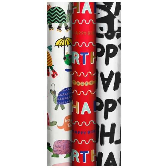 Geschenkpapier „Birthday Vibes“ | 70 cm × 2 m, 80 g/m², sortiert