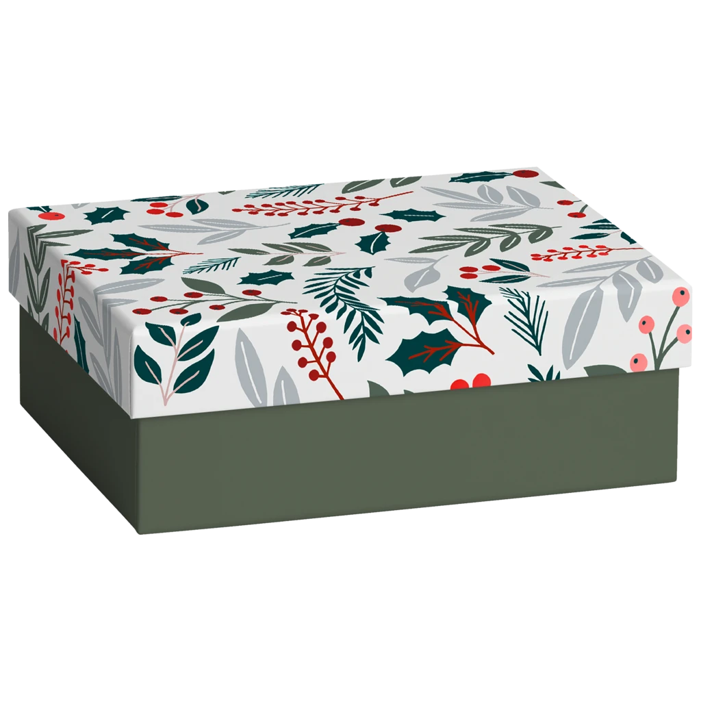 Geschenkbox „Berna“ | 12×6×16,5 cm, weiß/dunkelgrün
