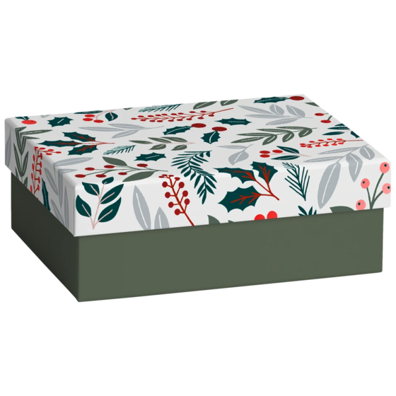 Geschenkbox „Berna“ | 12×6×16,5 cm, weiß/dunkelgrün