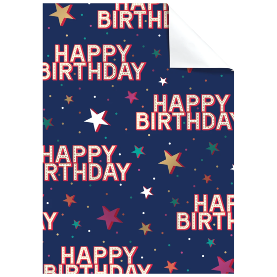 Papier cadeau « Starlett » | 50×70 cm, 76 g/m², bleu foncé