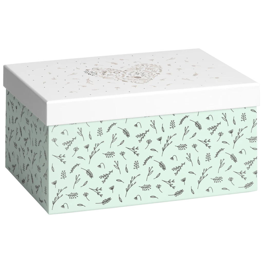 Geschenkbox „Eldana“ | 16,5×12×24 cm, 120 g/m², pearl/mintgrün