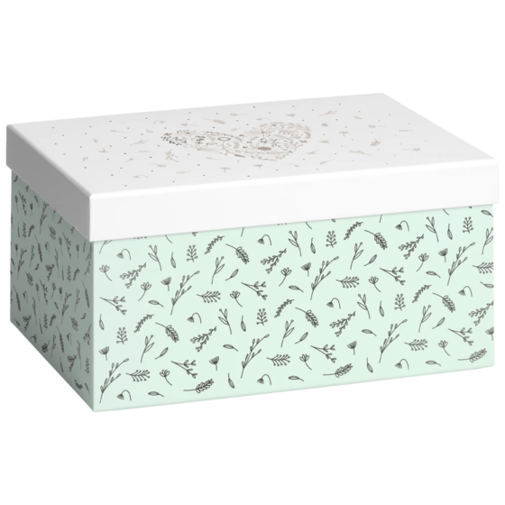 Geschenkbox „Eldana“ | 16,5×12×24 cm, 120 g/m², pearl/mintgrün