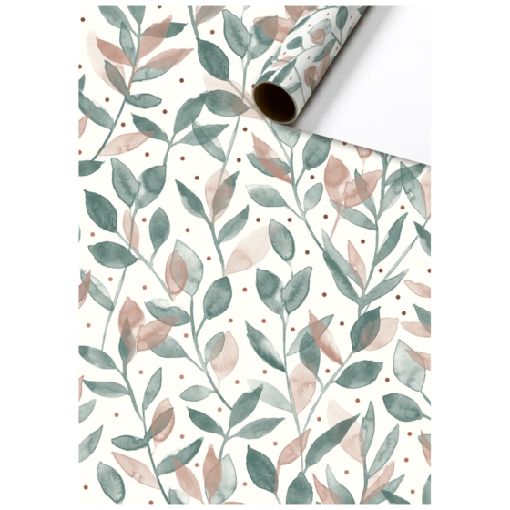 Geschenkpapier „Merrit“ | 70 cm × 2 m, 80 g/m², weiß/salbei