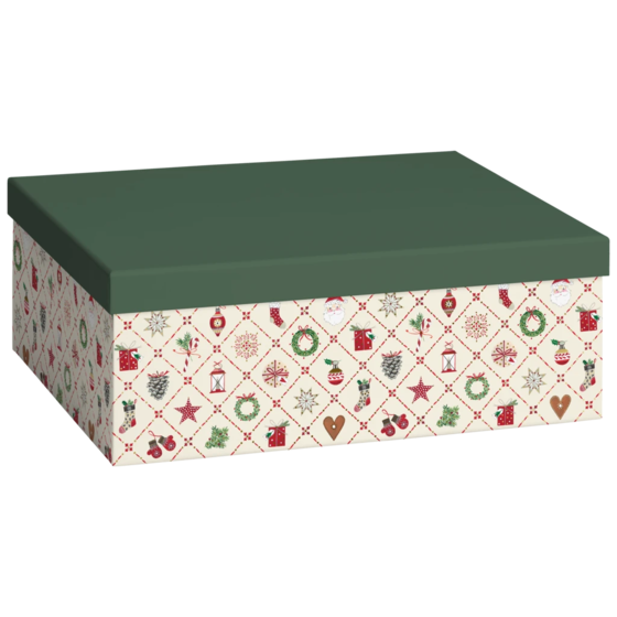 Geschenkbox „Kirsten“ | 24×12×33 cm, 120 g/m², hellbeige/dunkelgrün