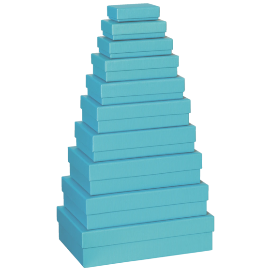 Geschenkboxen-Set One Colour | türkis, 10 Größen