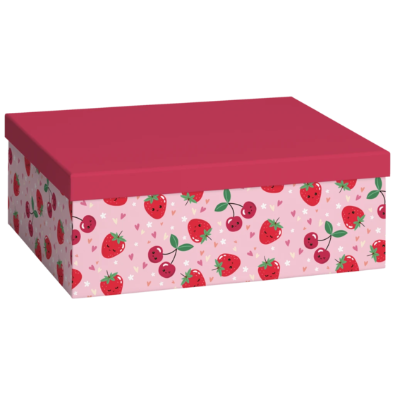 Geschenkbox „Yumi“ | 24×12×33 cm, 120 g/m², rosa/kirschrot