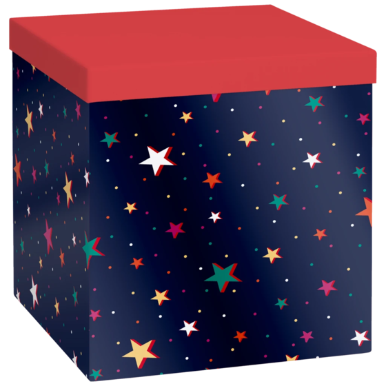 Geschenkbox „Starlett“ | 23×24×23 cm, 120 g/m², rot/dunkelblau