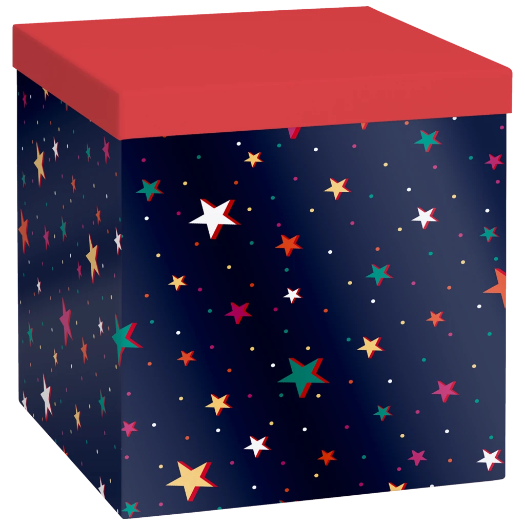 Geschenkbox „Starlett“ | 23×24×23 cm, 120 g/m², rot/dunkelblau