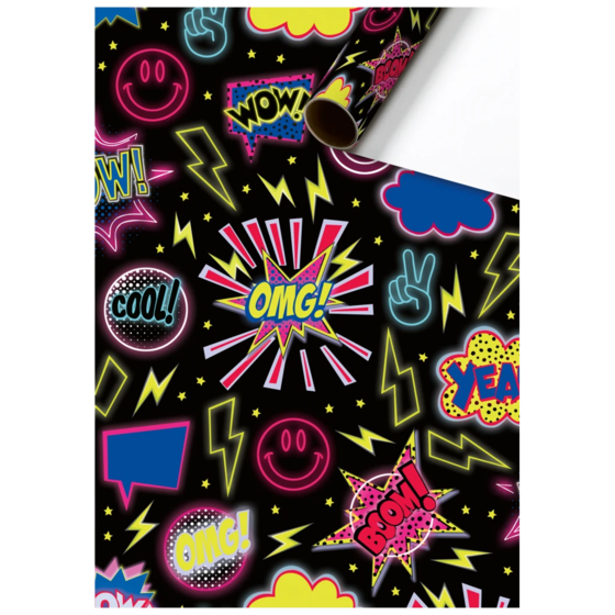 Gift Wrapping Paper “Marco” | 70 cm × 1,5 m, 76 gsm, black/variegated