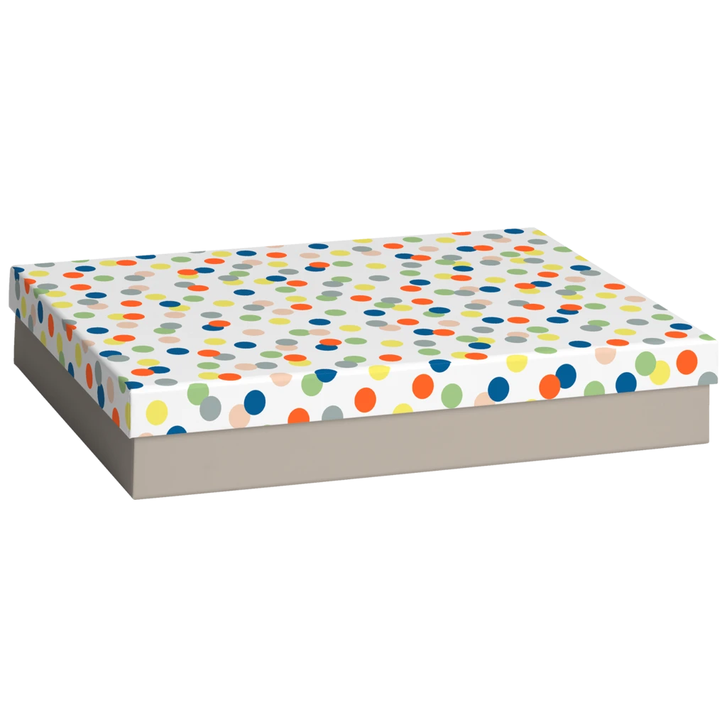 Geschenkbox „Harlie“ | 33×6×24 cm, weiß/bunt