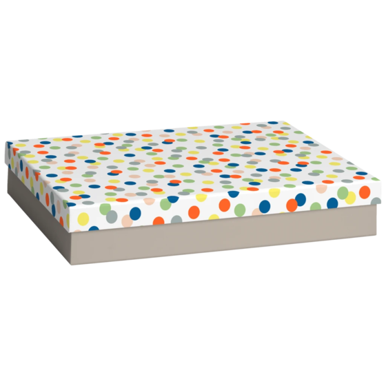 Geschenkbox „Harlie“ | 33×6×24 cm, weiß/bunt