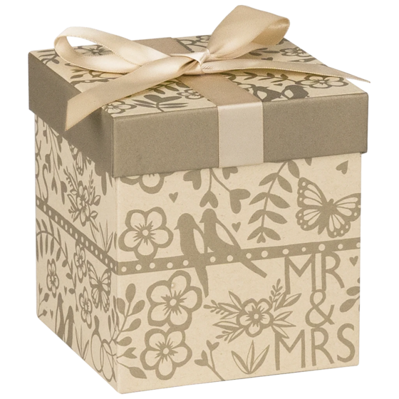 Geschenkbox „Anouk“ | 11×12×11 cm, hellbraun/gold