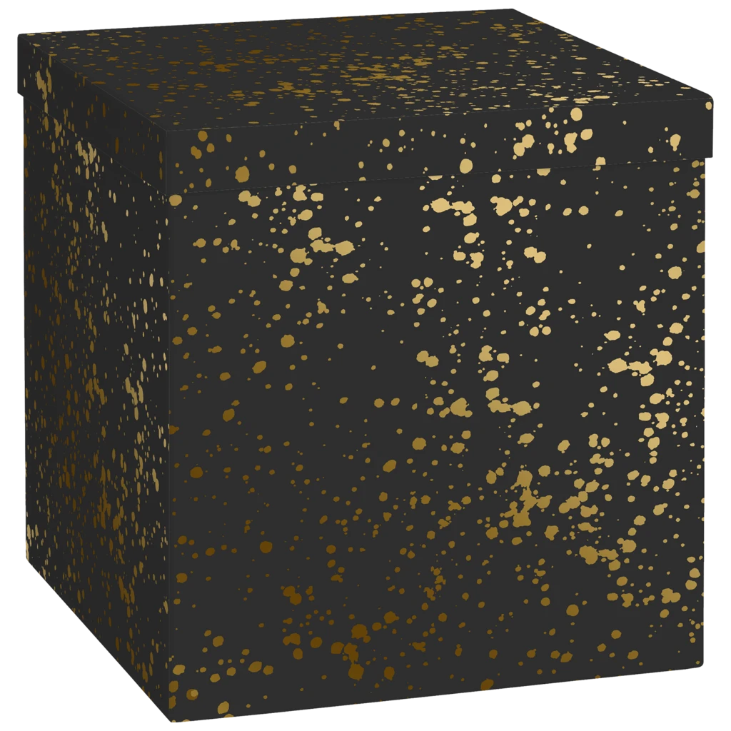 Geschenkbox „Sprenkel“ | 23×24×23 cm, 120 g/m², schwarz