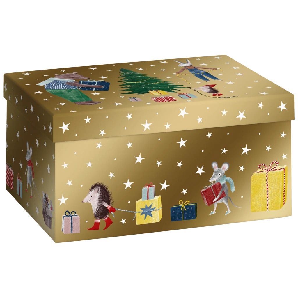 Geschenkbox „Melin“ | 16,5×12×24 cm, 120 g/m², gold