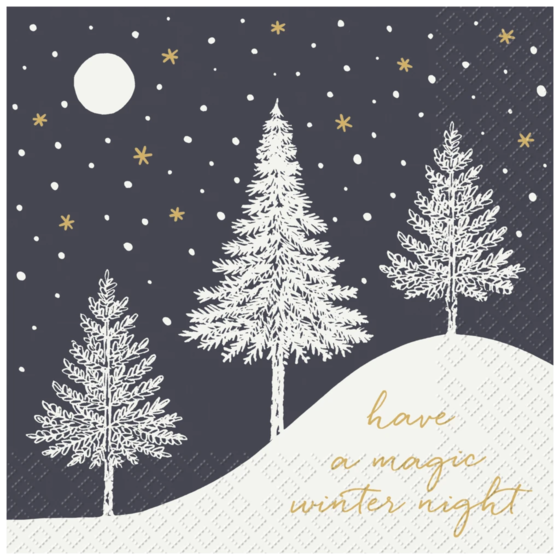 Napkins “Hiver” | 33×33 cm, black, 20 piece(s)