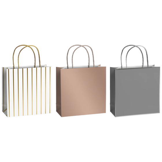 Geschenktaschen-Set „Uni Pure“ | 20×20×8 cm, 200 g/m², bronzegold, 3 Stück