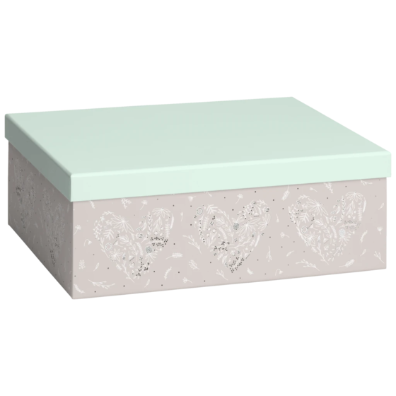 Geschenkbox „Eldana“ | 24×12×33 cm, 120 g/m², beige/mintgrün