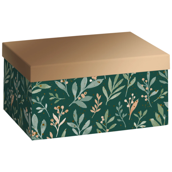 Boîte cadeau « Arona » | 16×12×24 cm, 120 g/m², vert foncé/or bronze