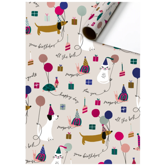 Papier cadeau « Murphy » | 70 cm × 1,5 m, 76 g/m², beige/coloré