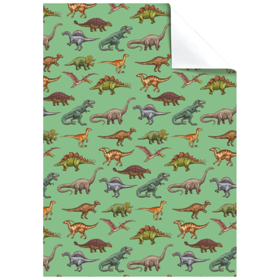 Gift Wrapping Paper Sheet “Saurus” | 50×70 cm, 80 gsm, mint green