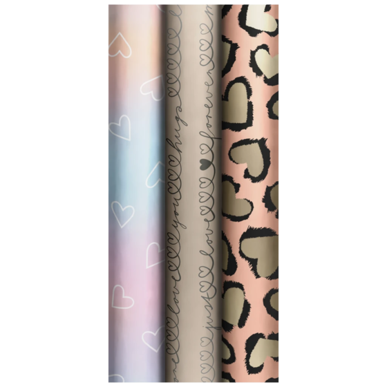 Geschenkpapier „Shiny Love“ | 70 cm × 1,5 m, sortiert